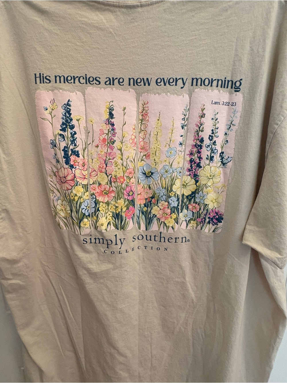 Simply Southern Cream Short-Sleeve Tee with Pastel Floral Graphic